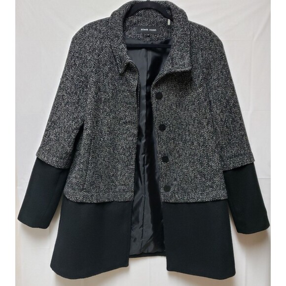 Women's Black Rivet Classy Wool Blend Color Block Winter Coat L Fully Lined NWOT - Picture 1 of 14